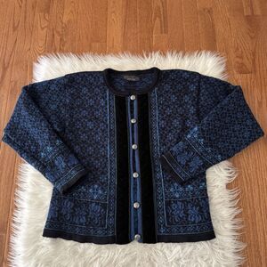 Dale Of Norway Wool Sweater Women’s Medium Embroidered Fair Isle Button Cardigan